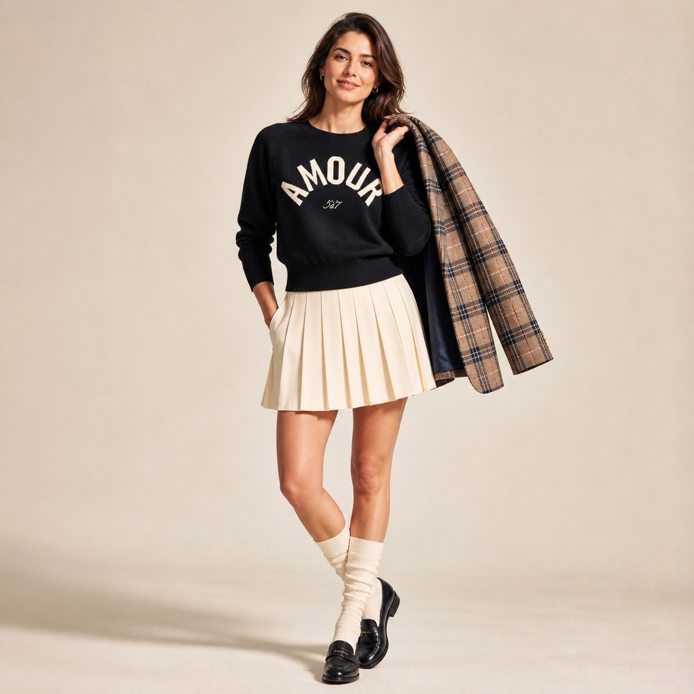 NWT Cinq a Sept Amour Graphic Raglan Sweater Black XS $325